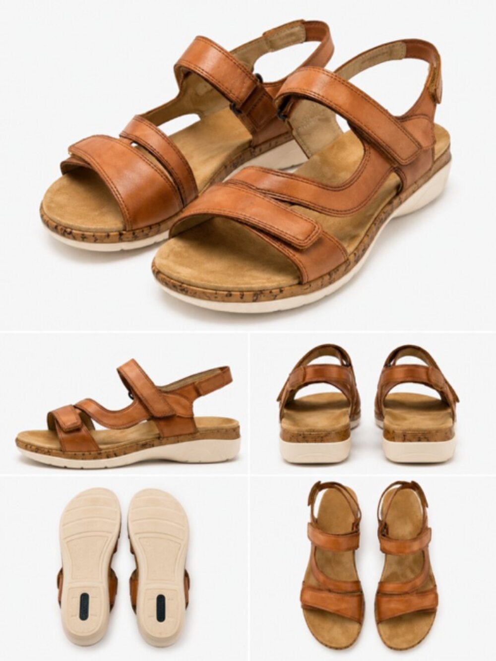 Remonte by Rieker Leather Comfort Sandals – Women’s Size 40 (US 9–9.5) – Cognac